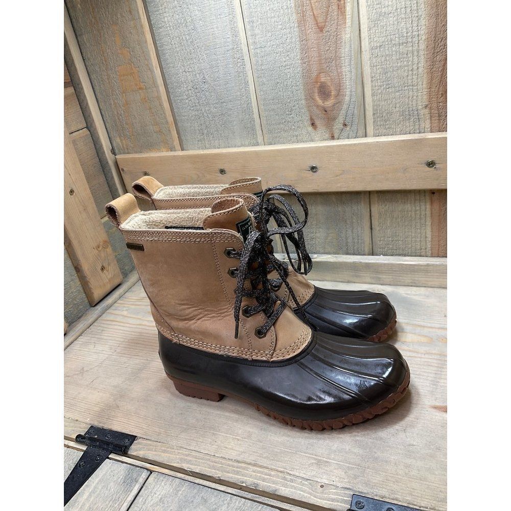 G H Bass Beige Brown Leather Lace Up Waterproof Duck Boots US6